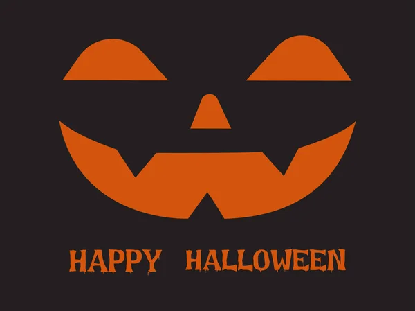 Tarjeta Felicitación Halloween Con Cara Calabaza Feliz Sobre Fondo Oscuro — Vector de stock