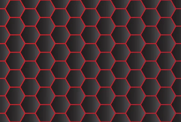 Patrón Inconsútil Fondo Hexágono Negro Abstracto Con Línea Roja — Vector de stock