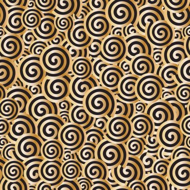 Soyut altın spiral daire dikişsiz arka plan - Vektör illüstrasyon