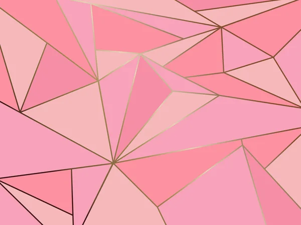 Astratto Poligono Rosa Geometrico Artistico Con Sfondo Linea Oro — Vettoriale Stock