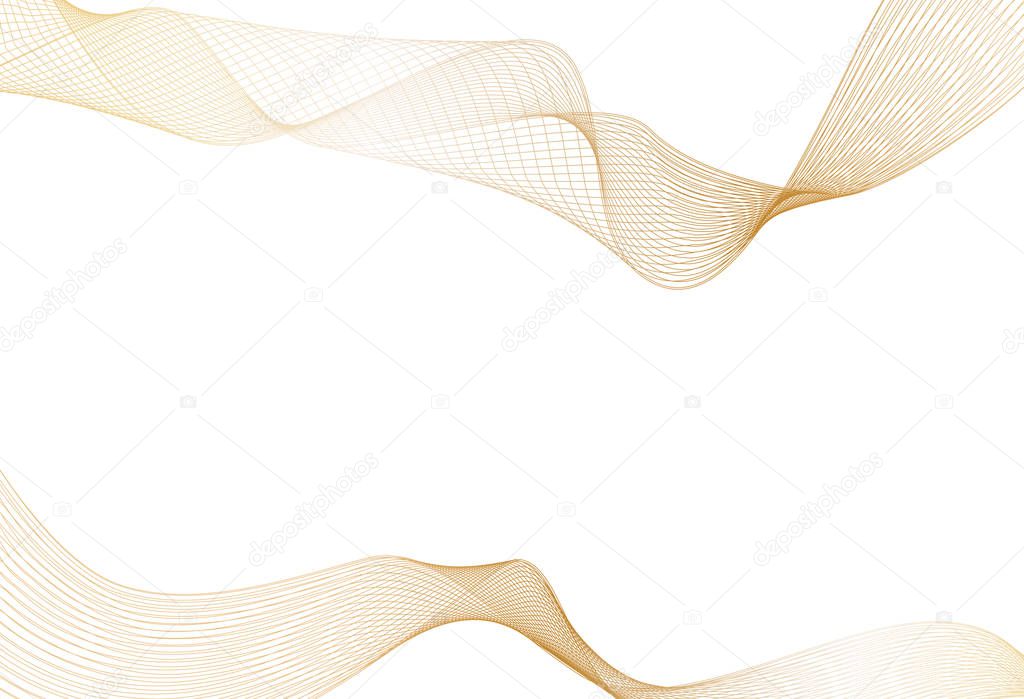 Abstract of shiny gold luxury wave line art design element on white background