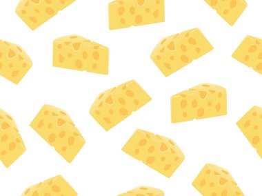 Beyaz arka planda peynir diliminin dikişsiz deseni 