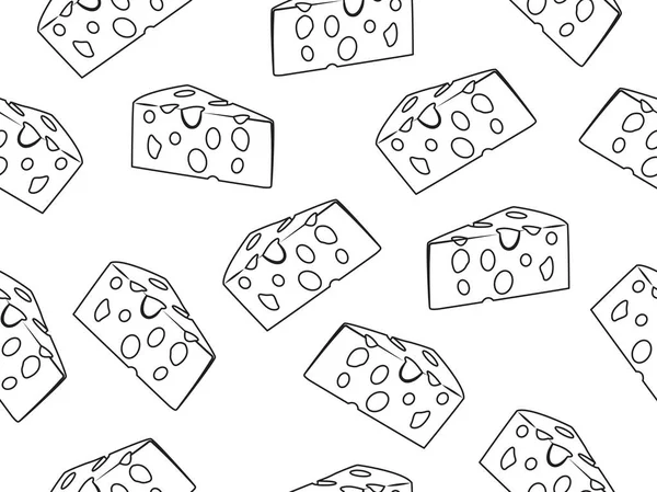 白色背景上涂鸦奶酪片的无缝图案 — 图库矢量图片
