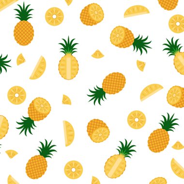 Vector illustration of pineapple pattern isolated on white background  clipart