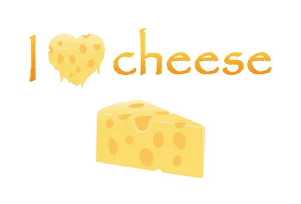 Adore Cheese Heart Cheese Melt Slice Isolated White Background Vector — Image vectorielle