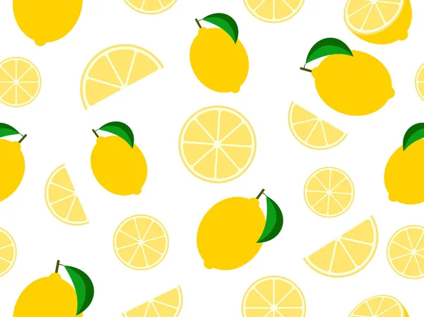 Modello Senza Cuciture Misto Limone Frutta Sfondo Illustrazione Vettoriale — Vettoriale Stock