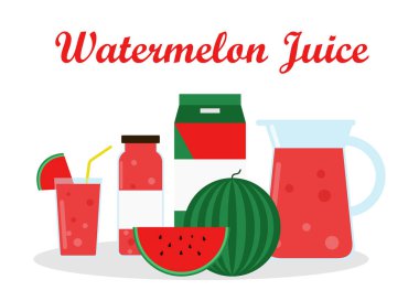 Paket şablonambalaj tasarımı ile Karpuz Suyu - vektör illüstrasyon