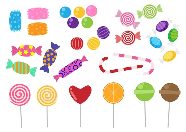 Sweets Candies Icon Vector Set White Background — Stock Vector