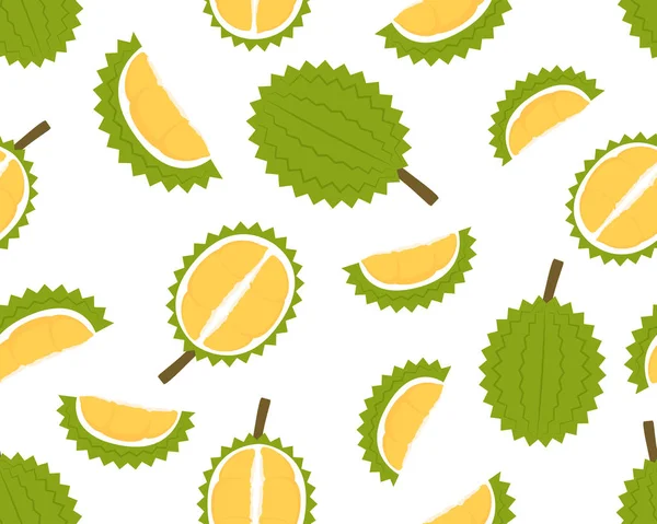 Patrón Sin Costuras Durian Fresco Aislado Sobre Fondo Blanco Ilustración — Vector de stock