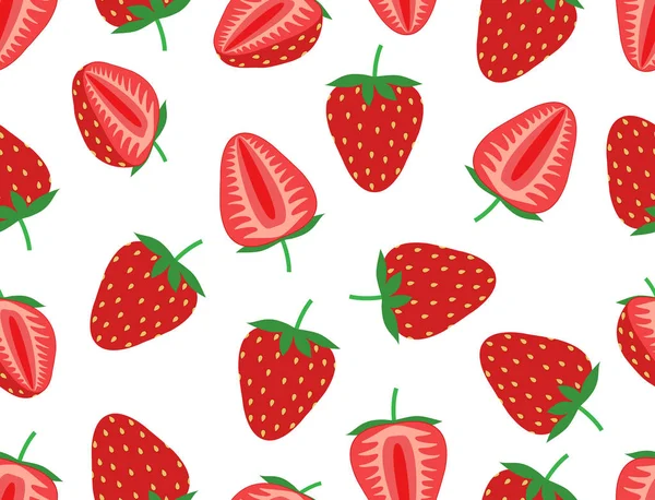 Seamless Pattern Fresh Strawberry Background Vector Illustration — Stock Vector