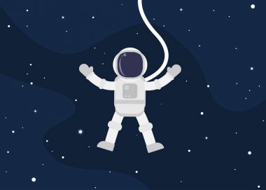 Sevimli astronot karikatür uzayda yüzen - Vektör illüstrasyon
