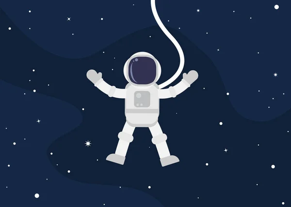Cute Astronaut Cartoon Floating Space Vector Illustration — Stock Vector