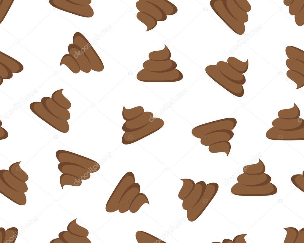 Seamless pattern of a shit icon or poop icon isolated on white background