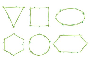 Beyaz arka planda asma bitkisi çerçeve tasarım elemanının toplanması