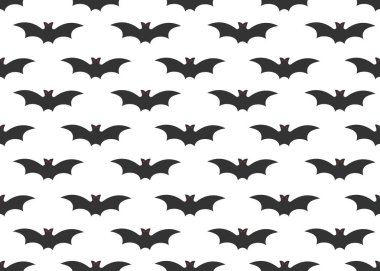 Beyaz zemin üzerinde yalıtılmış uçan yarasaların kusursuz deseni - Vektör illüstrasyonu