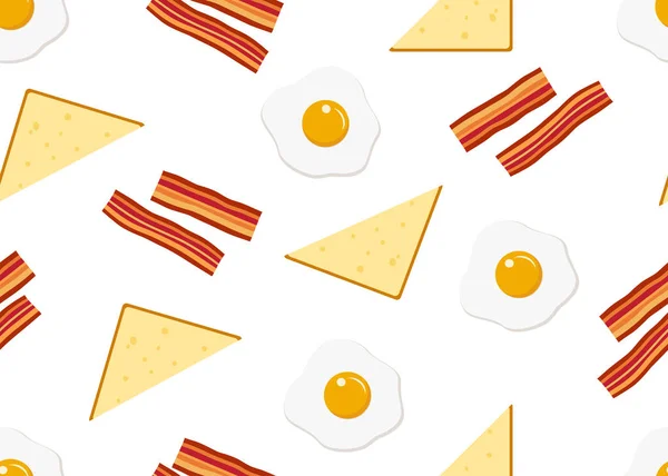 Nahtloses Muster Des Frühstücks Menüs Auf Weißem Hintergrund Vektorillustration — Stockvektor