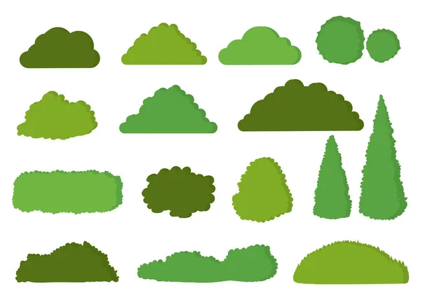 Зелені Кущі Векторний Набір Значків Ізольовано Білому Тлі — стоковий вектор