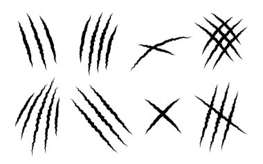 Beyaz zemin üzerinde hayvan pençesi çizikleri - Vektör illüstrasyon.