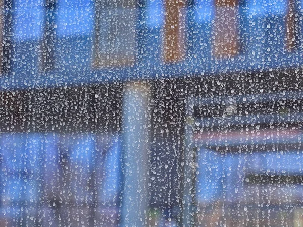 Chuva seca cai no vidro transparente da janela — Fotografia de Stock