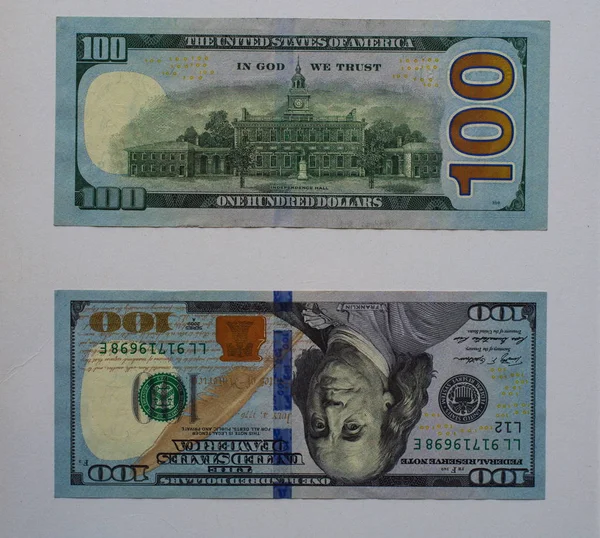 Billet 100 Dollars Américains Face Avant Face Arrière Macro Photographie — Photo