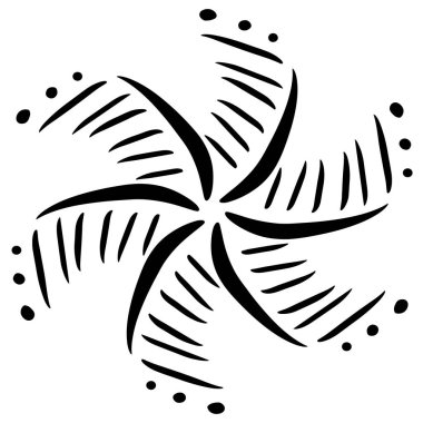 Dönen rüzgar beyaz sırt siyah mürekkep ile illüstrasyon gül