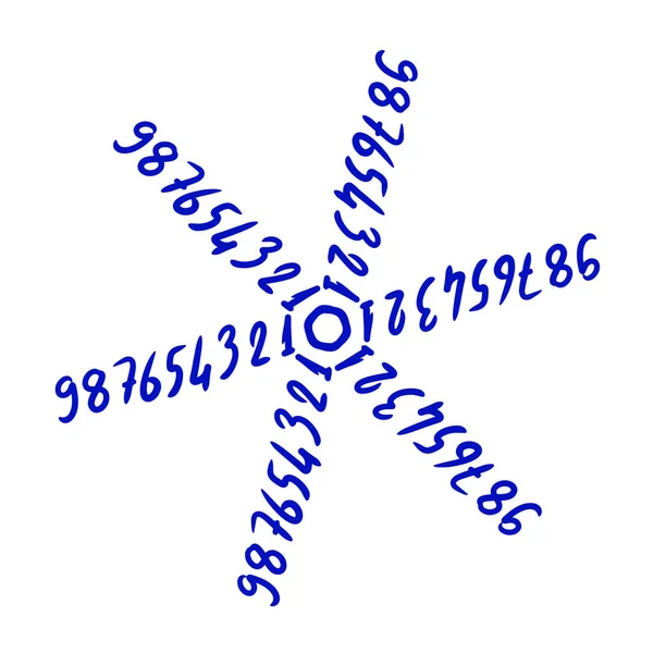 De zéro à neuf nombres d'écriture à la main isolés sur le bac blanc — Image vectorielle