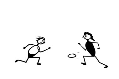 Stick man futbolcular beyaz arka plan izole