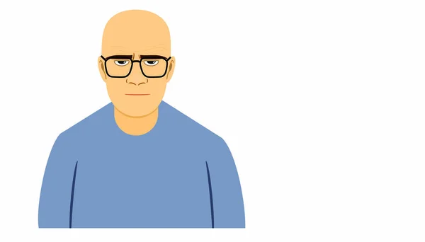 Gözlüklü kel adamın portresi — Stok Vektör