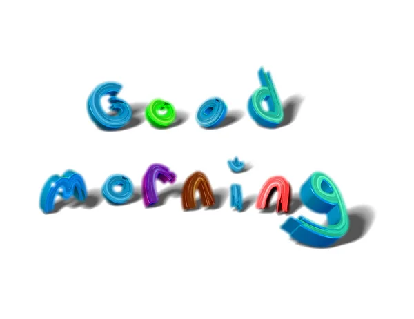 3d buenos días caligrafía mensaje de texto colorido — Foto de Stock