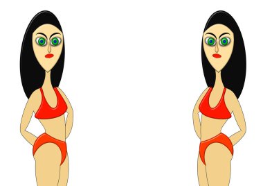 Güzel vücut bikinili kızlar çizimi