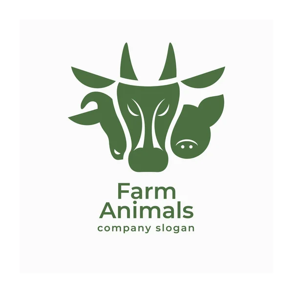 Logotipo Animais Agrícolas Sinal Vetor Vaca Porco Carneiro Ilustração Animais —  Vetores de Stock