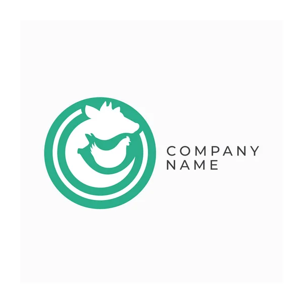 Logotipo Granja Con Animales Signo Animales Agrícolas Icono Para Productos — Vector de stock