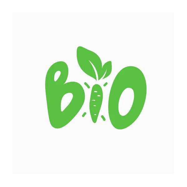 Icono Bio Logotipo Para Mercado Vegano Alimentos Orgánicos Agricultores Ilustración — Archivo Imágenes Vectoriales