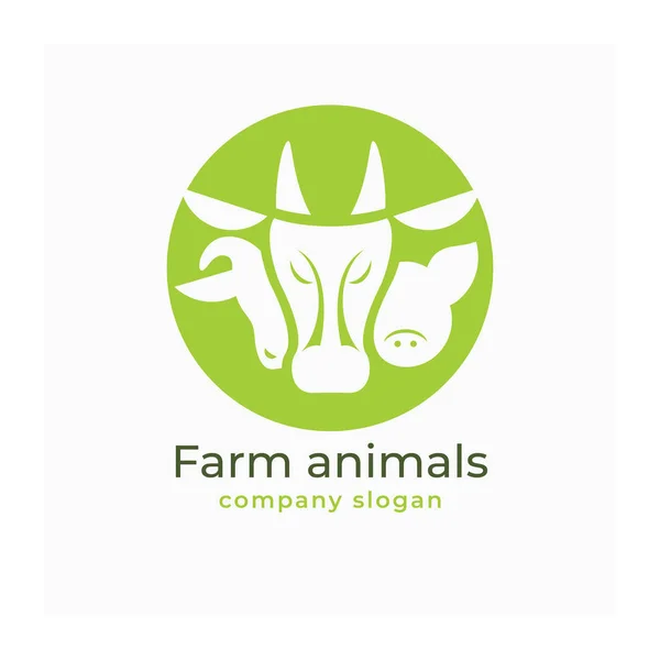 Logo Animales Agrícolas Signo Vectorial Vaca Cerdo Carnero Ilustración Animales — Archivo Imágenes Vectoriales