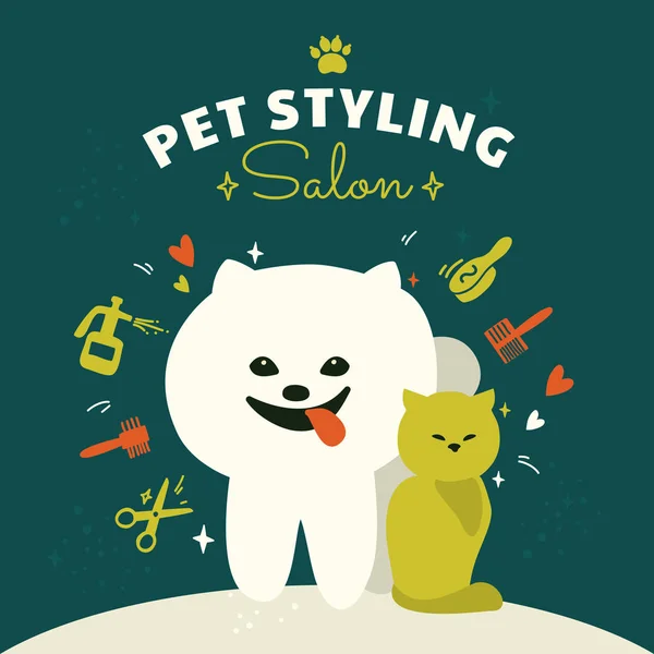 Ilustración de Salón de estilo de mascotas — Vector de stock