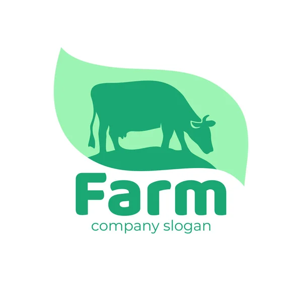 Logotipo da agricultura com vaca —  Vetores de Stock