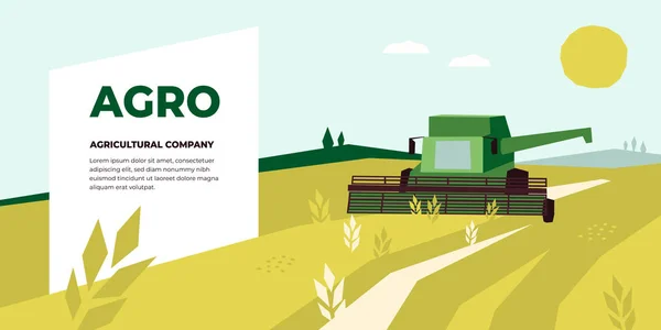 Modello di progettazione agricola con mietitrice combinata — Vettoriale Stock