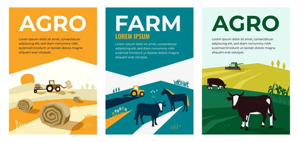 Illustrations of agriculture, farming, livestock — Stock Vector