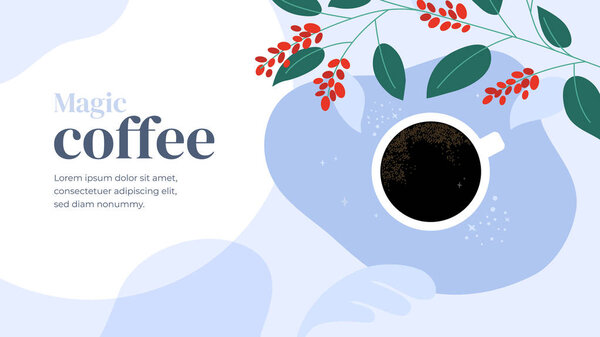 Дизайн шаблона с волшебным кофе

