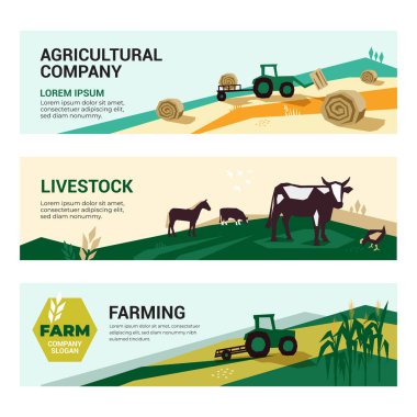 Banners of agricultural company, farming, livestock clipart