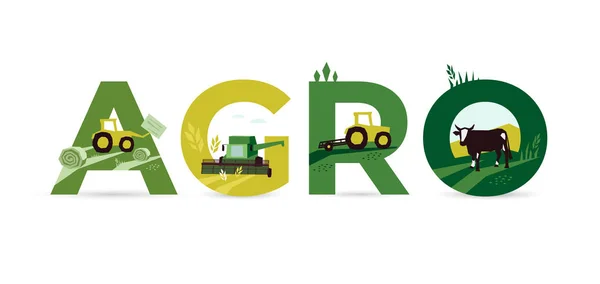 Palabra AGRO sobre Agricultura — Archivo Imágenes Vectoriales