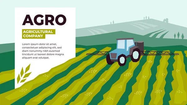 Modèle de conception agricole avec tracteur d'irrigation — Image vectorielle