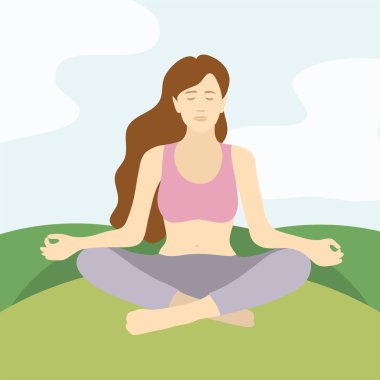 Lotus poz şablonu Yoga kadın