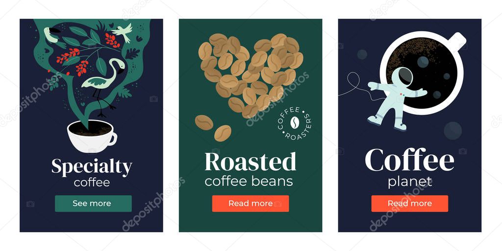 Set of banners with coffee 