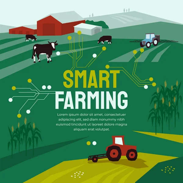 Smart Farming template with circuit board — ストックベクタ
