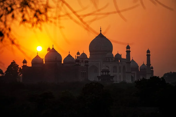 Kilátás Taj Mahal Naplementekor Agra Uttar Pradesh India — Stock Fotó