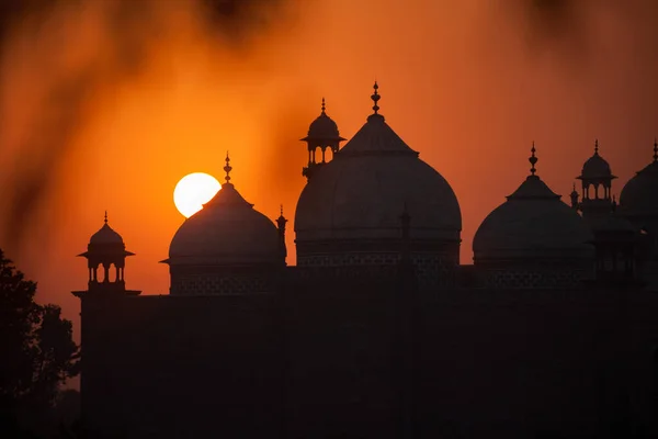 Gyönyörű Kilátás Nyílik Taj Mahalra Naplementekor Agra Uttar Pradesh India — Stock Fotó