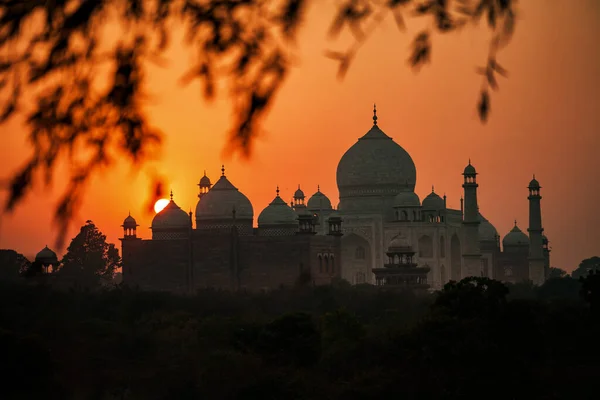 Piękny Widok Taj Mahal Zachodzie Słońca Agra Uttar Pradesh Indie — Zdjęcie stockowe