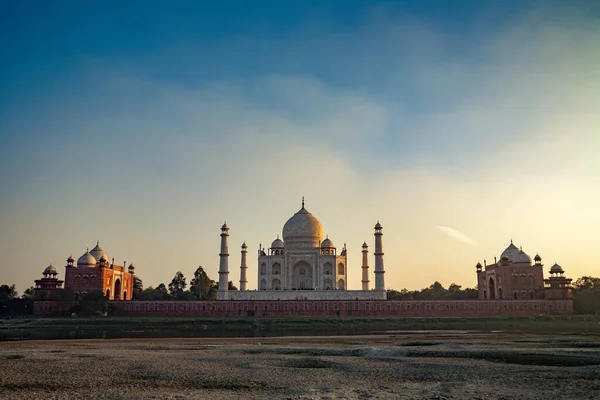 Panoramic View Taj Mahal North Side Yamuna River Agra Uttar — Stock Photo, Image