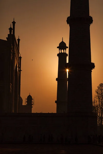 Una Vista Parcial Del Complejo Principal Taj Mahals Durante Amanecer — Foto de Stock